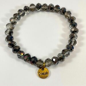 ERMISH Black Gray Glass Beaded Stretch Bracelet Boho Classic Timeless
